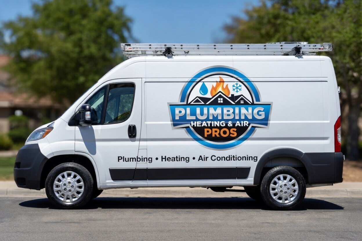 Local plumbing heating and air service van serving San Gabriel